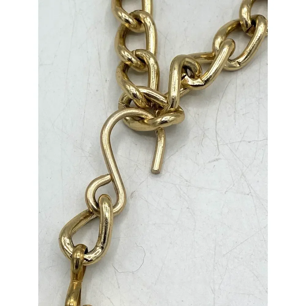 Vintage Omega Gold Tone Bamboo Link Chain Belt Chunky Statement 80s 42 Inch